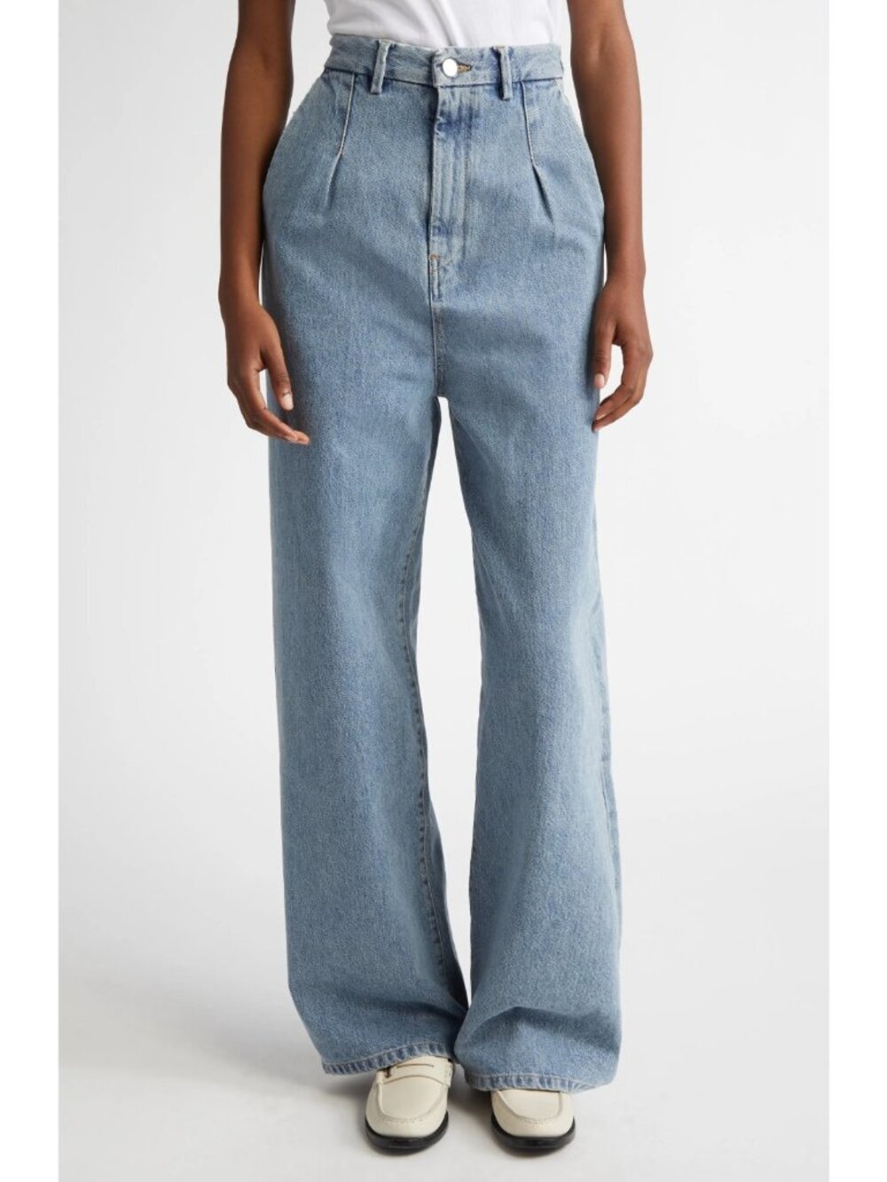 Loulou Studio De Saison Attu Womens High Rise Wide Leg Jeans Light Blue Size 27